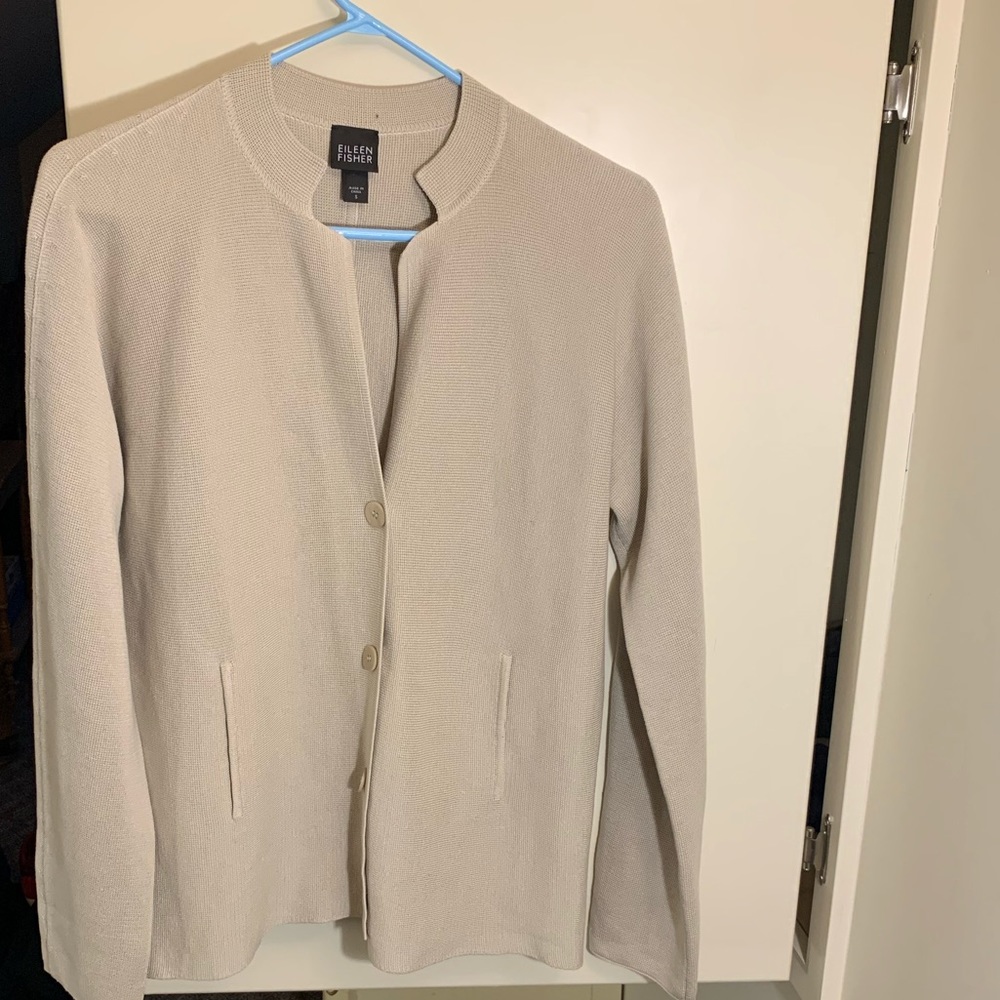 Eileen Fisher Button Up Silk Cardigan